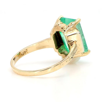 3.95 Carat Emerald & Diamond Milgrain Vintage 14K Gold Ring – Assay Jewelers