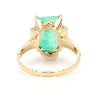 3.95 Carat Emerald & Diamond Milgrain Vintage 14K Gold Ring – Assay Jewelers