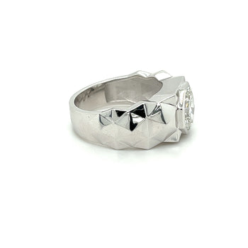 4 Carat Octagon Cut Lab Grown Diamond Bezel Set Mens Ring In Platinum – Assay Jewelers