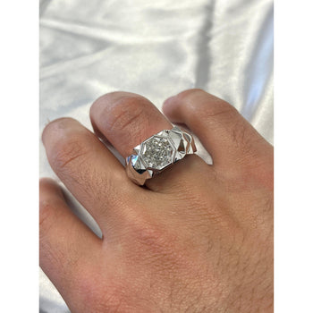 4 Carat Octagon Cut Lab Grown Diamond Bezel Set Mens Ring In Platinum – Assay Jewelers