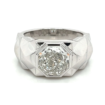 4 Carat Octagon Cut Lab Grown Diamond Bezel Set Mens Ring In Platinum – Assay Jewelers