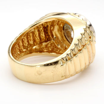 4 Carat Round Solitaire Diamond 18K Gold Fluted Bezel Mens Ring – Assay Jewelers
