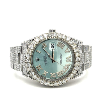 Orologio Rolex Datejust 41 mm con quadrante azzurro e numeri romani, anno 2010 – Assay Jewelers