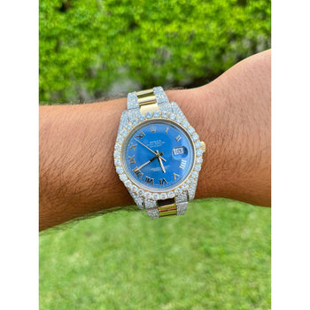 Rolex DateJust homme 42 mm bicolore avec lunette/bracelet sertis de diamants – Assay Jewelers