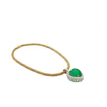 44 Carat Heart Shaped Emerald Pendant with Round Cut Diamond Halo in 18K Gold Necklace – Assay Jewelers