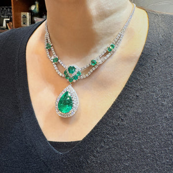 45.58 Carat TW Colombian Emerald & Diamond Chandelier Drop Necklace – Assay Jewelers