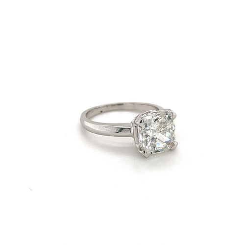 4.05 Carat Cushion Cut F Color VS1 Clarity Lab Grown Diamond Solitaire Ring