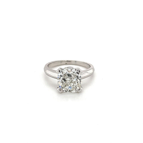 4.05 Carat Cushion Cut F Color VS1 Clarity Lab Grown Diamond Solitaire Ring