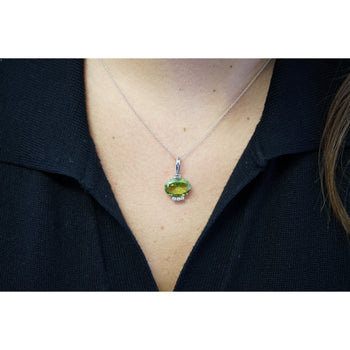 4.09 Carat Peridot Pendant Necklace in 18K White Gold Cable Chain – Assay Jewelers