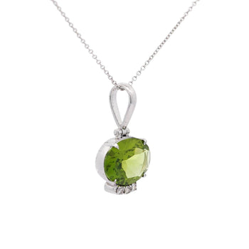 4.09 Carat Peridot Pendant Necklace in 18K White Gold Cable Chain – Assay Jewelers
