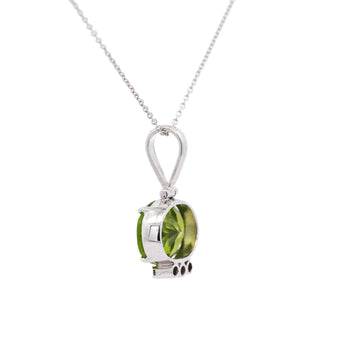 4.09 Carat Peridot Pendant Necklace in 18K White Gold Cable Chain – Assay Jewelers