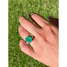 4.14 Carat Oval Cut Natural Emerald and Diamond Ring in 18K Yellow Gold