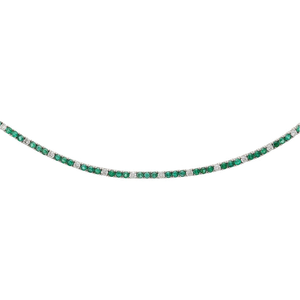 4.26 Carat Emerald and Diamond Tennis 4 Prong Bracelet In 14K Gold