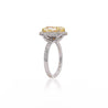 4.36 Carat Elongated Cushion Fancy Yellow Diamond Halo 18K Engagement Ring