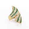 4.42 Carat Emerald & Diamond Pave 18K Gold Bypass Cluster Ring