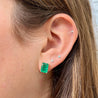 4.7 Carat TW Natural Green Emerald Stud Earrings in 14K Solid Yellow Gold