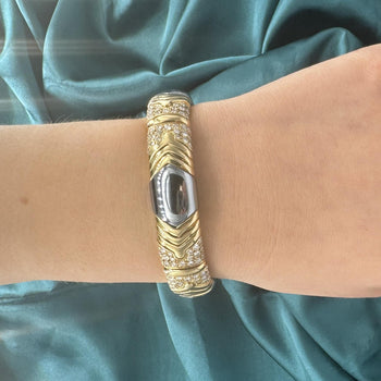 5 Carat Diamond Vintage Italian 18K Gold and Steel Bangle – Assay Jewelers