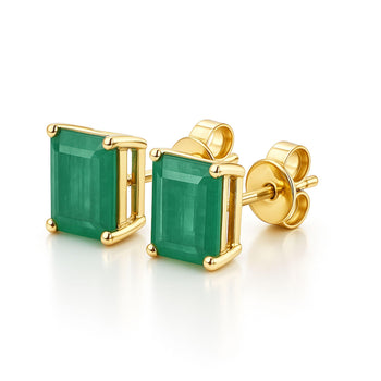 5 Carat Emerald Cut Emerald 14K Gold Stud Earrings – Assay Jewelers