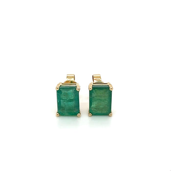 5 Carat Emerald Cut Emerald 14K Gold Stud Earrings – Assay Jewelers