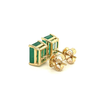 5 Carat Emerald Cut Emerald 14K Gold Stud Earrings – Assay Jewelers
