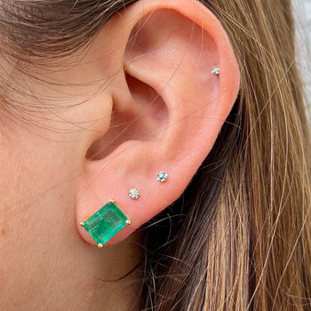 5 Carat Emerald Cut Emerald 14K Gold Stud Earrings – Assay Jewelers