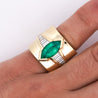 5 Carat Marquise Emerald & Baguette Diamond Channel 18K Gold Vintage Ring