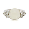 5 Carat Oval Cabochon Moonstone & Round Aquamarine 14K White Gold Cocktail Ring