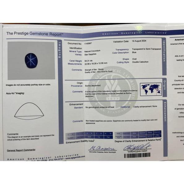 54.31 Carat No Heat Burma Star Blue Sapphire and Diamond Ring AGL Certified