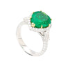 5.12 Carat Pear Cut Colombian Emerald Ring with Baguette Diamond Sides in 18K Gold