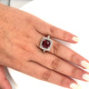 5.20 Carat Cushion Checkerboard Cut Pink Tourmaline & Diamond Ring in 18K White Gold