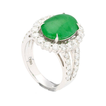 5.32 Carat Type A Jadeite Jade and Diamond Halo Ring in 18K White Gold – Assay Jewelers
