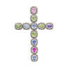 5.39 Carat Multicolored Natural Sapphire & Diamond Cross Pendant