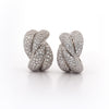 5.5 Carat Diamond Pave 18K White Gold Woven Twist Clip Earrings