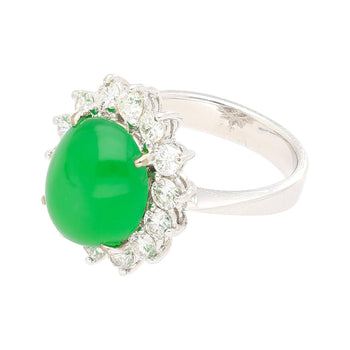 5.74ct Grade A Green Jade with Round-Cut Diamond Halo Ring – Assay Jewelers