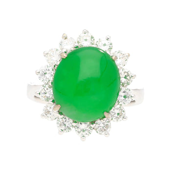 5.74ct Grade A Green Jade with Round-Cut Diamond Halo Ring – Assay Jewelers