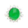 5.74ct Grade A Green Jade with Round-Cut Diamond Halo Ring