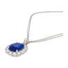 5.83ct Oval No-Heat Blue Sapphire Diamond Halo Platinum Necklace