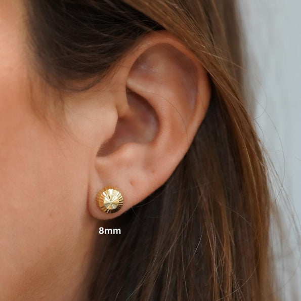 5mm Half Sphere Ball 14K Gold Diamond Cut Studs