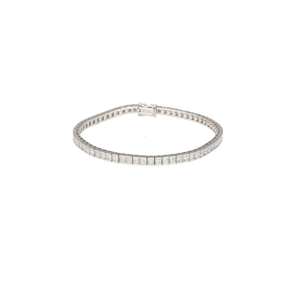 6 Carat Princess Cut Diamond Tennis Bracelet with Half Bezel Setting