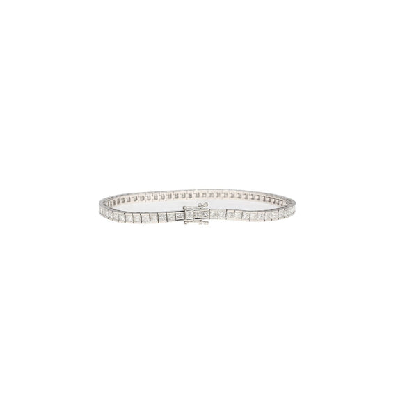 6 Carat Princess Cut Diamond Tennis Bracelet with Half Bezel Setting