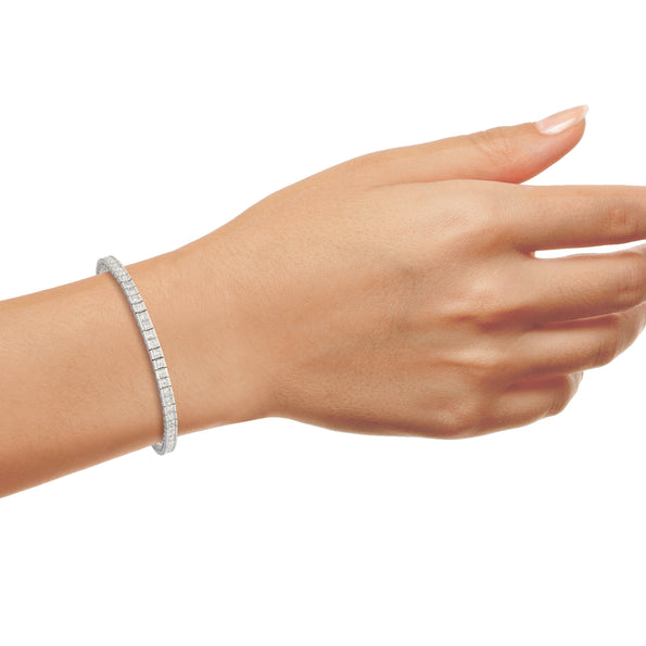 6 Carat Princess Cut Diamond Tennis Bracelet with Half Bezel Setting