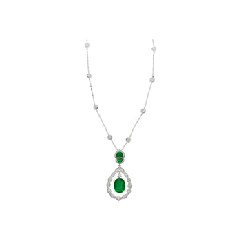 6.42 Carat Oval Emerald Drop & Diamond Halo Pendant Necklace – Assay Jewelers