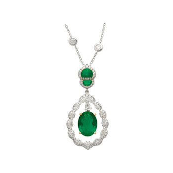 6.42 Carat Oval Emerald Drop & Diamond Halo Pendant Necklace – Assay Jewelers