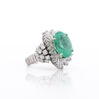 6.8 Carat Oval Cut Colombian Emerald and Diamond Platinum Ring – Assay Jewelers