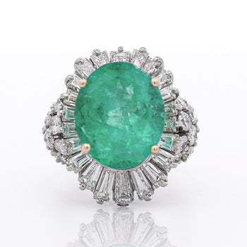 6.8 Carat Oval Cut Colombian Emerald and Diamond Platinum Ring – Assay Jewelers
