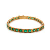 7 Carat Colombian Emerald Bracelet 18K Gold Vintage Box Link Matte Finish