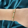 7 Carat Diamond and Emerald Bezel Set 14K Gold Tennis Bracelet