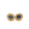 7 Karat Cabochon Blau-Saphir Ohrstecker mit Klappverschluss in 18K Gold