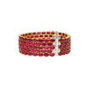 72 Carats Rubis Ovale Bracelet Tennis Multi-liens 5 Rangées en Or 18K
