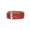 72.51 Carat Natural Oval Cut Ruby 5-Row Multi Link Tennis Bracelet in 18K Gold